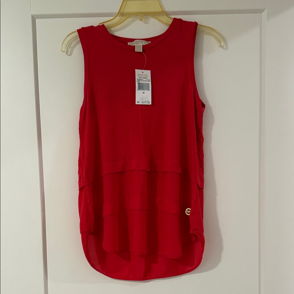 ❤️ Sleeveless Layered Red Top – Size S (Brand New with Tags)